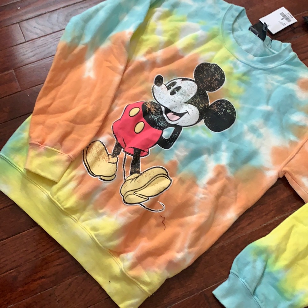 NWT Tye Dye Micky Mouse Crewneck Sweatshirt